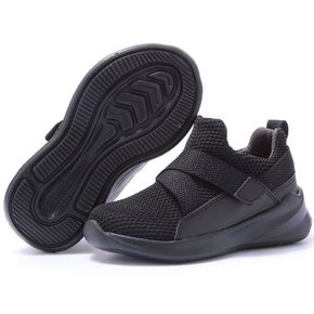 Toddler / Kid Black Mesh Panel Velcro Closure Breathable Sports Shoes