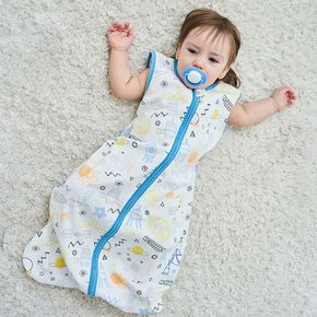 100% Baumwolle Baby tragbarer ärmelloser warmer Schlafsack Anti-Startle und Anti-Kick-Reißverschluss-Schlafsack-Wrap