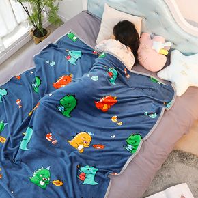 Cartoon Dinosaur Print Fleece Blankets Home Kids Soft Coral Fleece Air Conditioning Blanket Office Nap Blanket