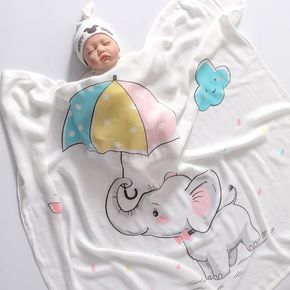 Kühldecke mit Cartoon-Elefanten-Muster, weiche, atmungsaktive Baby-Sommer-Kühldecke, Kinderbettwäsche