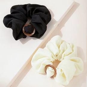 1-pack Women Round Decor Simple Solid Big Scrunchie Set