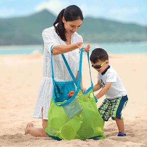 Mesh-Strand-Einkaufstasche weg von Sand und Wasser Faltbarer Strand-Spielzeug-Taschen-Organizer