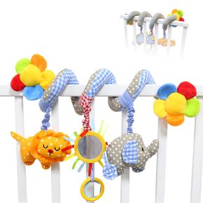 Baby Cartoon Animals Elephant Lion Prams Stroller Bed Spiral Activity Hanging Toys Baby Plush Hanging Toys Colorful Soothing Toys