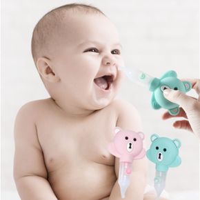 Newborn Baby Cartoon Bear Nasal Aspirator Mucus Sucker Suction Snot Tweezers Silicone Anti-reflux Nose Cleaner