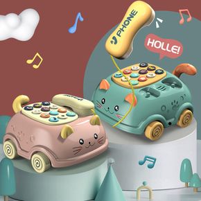 Kindertelefonspielzeug Baby Früherziehung Lichtmusikspielzeug emuliertes Montessori-Telefonspielzeug simuliertes Festnetz-Drag