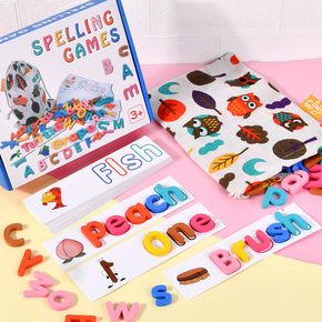 Juguete de aprendizaje de ortografía de madera, juego de palabras del alfabeto a juego, juguetes educativos preescolares montessori para niños y niñas