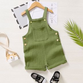 Toddler Boy 100% Cotton Casual Pocket Design Green Crepe Overalls