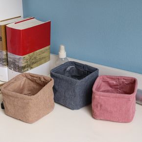 Simple Corduroy Desktop Storage Basket Square Sundries Underwear Toy Cosmetic Storage Box Storage Bucket