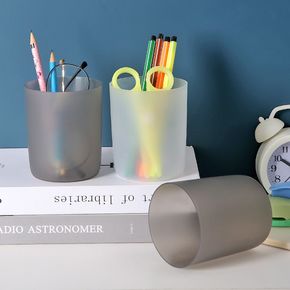 Simple Transparent Round Pen Pencil Holder Cup Large Capacity Multipurpose Desk Organizer Storage Makeup Brush Storage Holder