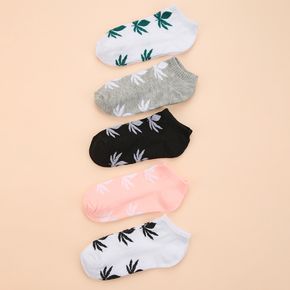 Leaf Pattern Cotton Slim Fit Breathable Adult Socks for Men and Women