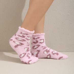 Frauen Allover Leopardenmuster Herbst Winter flauschige Socken
