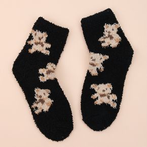 Women Cute Cartoon Bear Pattern Autumn Winter Warm Fluffy Socks