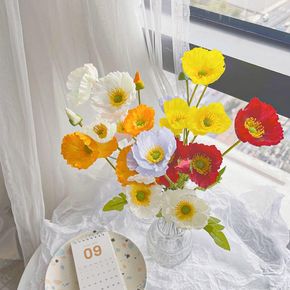 Simulation Papaver Rhoeas Artificial Flowers for Table Office Room Home Decoration Ornament