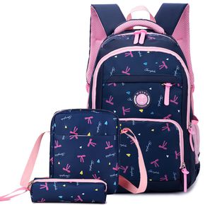 3-pack Women Bowknot Print Backpack Shoulder Messenger Bag Pen Pencil Case Set