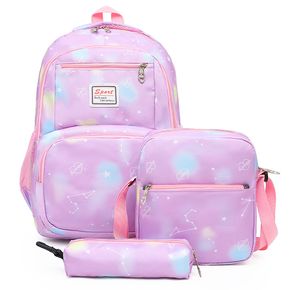 3-pack Women Gradient Color Backpack Shoulder Coin Purse Pen Pencil Case Set