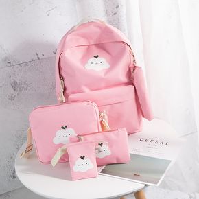 5-pack Cloud Print Kids Backpack Tote Handbag Pen Cases Clutch Purse Set