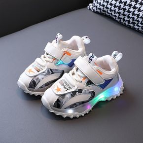 Toddler / Kid Letter Print Shoelaces Velcro Closure LED Sneakers