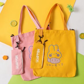Kids Cartoon Lovely Bunny Rabbit Graphic Canvas Tote Shoulder Bag