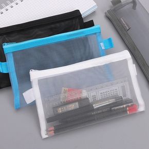 حقيبة أقلام شبكية متعددة الوظائف محمولة ذات سعة كبيرة أكياس شبكية بسحاب مقلمة حقيبة تخزين أدوات مكتبية