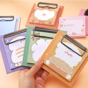 30Pcs Cute Cartoon Board Clamp Memo Pad Sticky Note Paper Message Paper Not Pasted Office Student Stationery Supplies