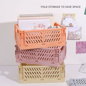Cesta de almacenamiento de plástico plegable creativa, caja organizadora de papelería de escritorio