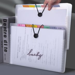 2-pack Cute Pattern A4 Expanding File Folder Portable Clear Expandable Organizer Rope Buckle Closure for Examination Paper Document