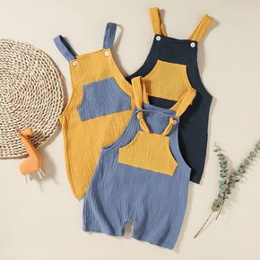 Toddler Boy 100% Cotton Basic Colorblock Pocket Design Overalls