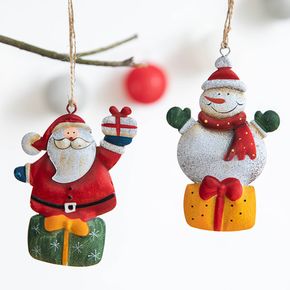 Christmas Wrought Iron Pendant Santa Snowman Elk Wrought Iron Pendant Christmas Decoration Party Supplies