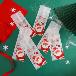 50-pack Christmas Candy Bags Packaging Bag Self Adhesive Flat Pocket Pastry Bag Christmas Cookie Bags for Party Gift Supplies