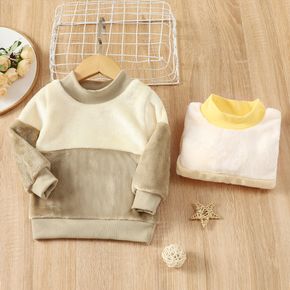 Toddler Boy/Girl Striped Turtleneck Fuzzy Colorblock Sweater