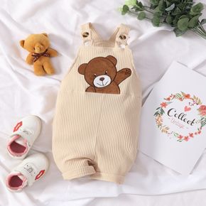 Baby Boy/Girl 95% Cotton Cartoon Bear Embroidered Ribbed Overalls