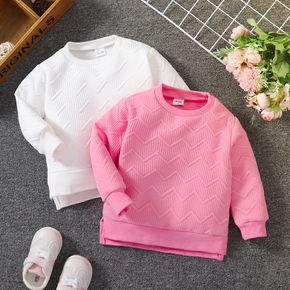 Toddler Girl Basic Solid Color Textured Pullover Sweatshirt