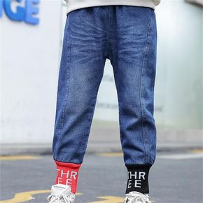 Trendy Kid boy Letter Fleece Lined Denim Jeans