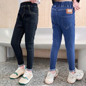 Kid Girl Elasticized Solid Color Denim Skinny Jeans
