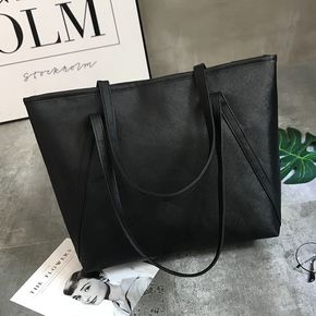 Women Large Capacity Simple Black Tote Bag