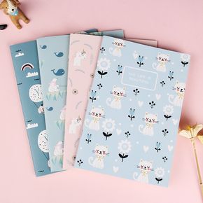 4-pack A5 Notebook Cute Pattern Homework Composition Notebook Daily Notepad Student School Stationery Supply