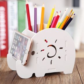 Elephant Pencil Pen Holder with Cell Phone Stand Holder Multifunction Desk Organizer Stationery Supplies