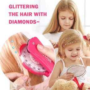DIY Girls Hair Styling Toy Blingbling Nail Drill Rig Diamond Stickers Hair Accessories Dress Up Toy