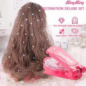 DIY Girls Hair Styling Toy Blingbling Nail Drill Rig Diamond Stickers Hair Accessories Dress Up Toy