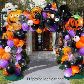 115pcs Halloween Decor Party Balloons Black Orange Purple Ghost Pumpkin Bat Balloons Halloween Party Decorations Supplies