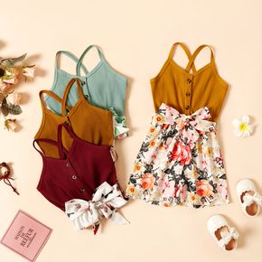 Baby / Toddler Girl Bowknot Floral Jumpsuit