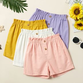 Kid Girl Elasticized Solid Casual Shorts
