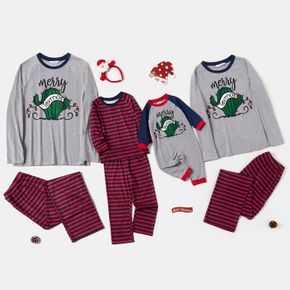 Family Matching Cactus Print Striped Christmas Pajamas Sets (Flame Resistant)