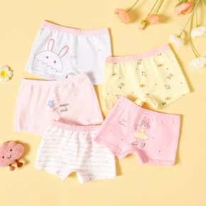 5pcs Toddler Girl Animal Cartoon Print Underwear