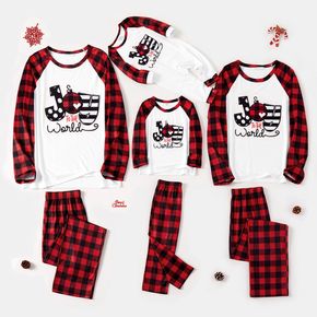 Letter Print Plaid Design Family Matching Pajamas Sets (Flame Resistant)