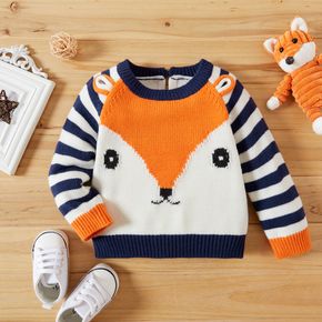 Baby Boy/Girl Long-sleeve Fox Stripe Print Knitted Tops Sweaters
