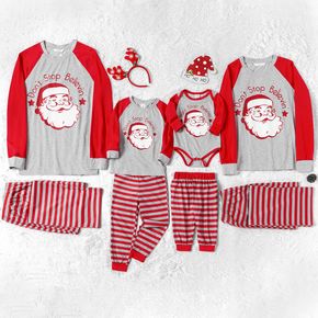 Family Matching Merry Christmas Santa Print Striped Pajamas Sets (Flame Resistant)