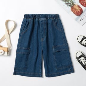 Kid Boy Pocket Design Knee-length Blue Denim Shorts Jeans