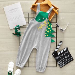 Toddler Boy Letter Dinosaur Print with Spikes Casual Overalls