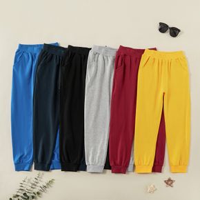 Kid Boy 100% Cotton Solid Color Casual Pants Sporty Sweatpants